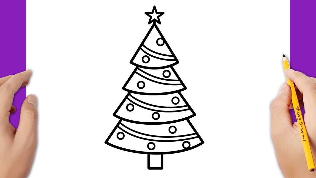 Christmas trees minimalist drawing
